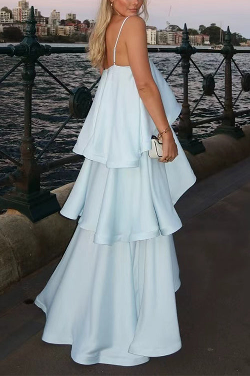 IBIZA – Ruffle Satin Maxi Dress – 3692