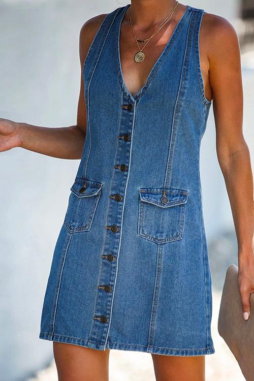 FORMENTERA – Sleeveless Denim Dress – 8785