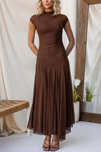 PALMA – Ruched Mesh Maxi Dress – 9247