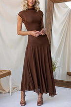 PALMA – Ruched Mesh Maxi Dress – 9247