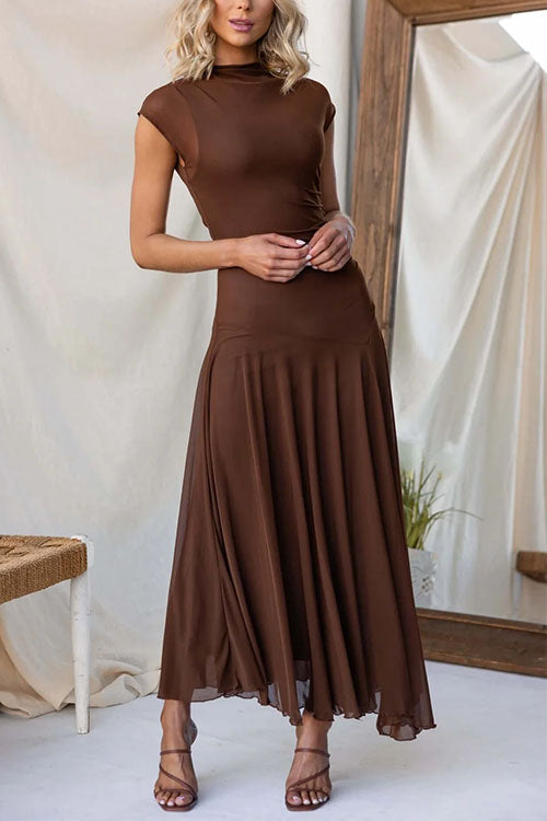 PALMA – Ruched Mesh Maxi Dress – 9247