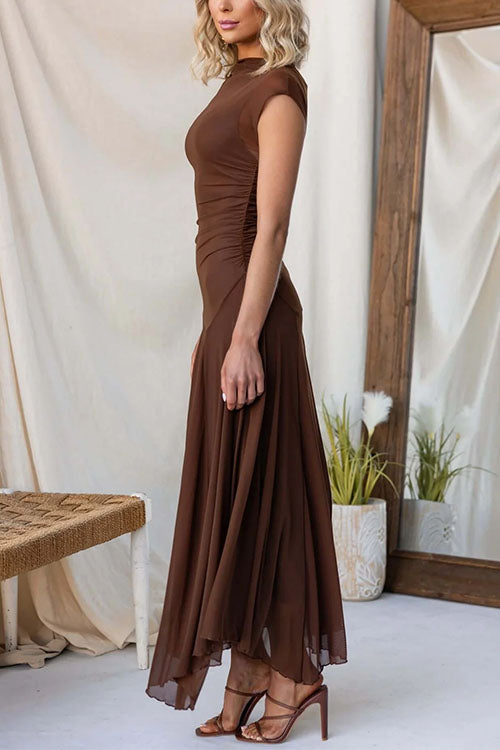 PALMA – Ruched Mesh Maxi Dress – 9247