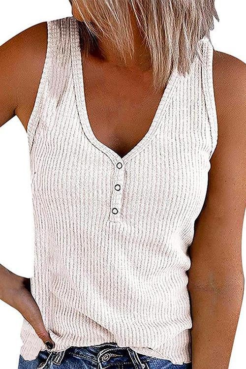 BARCELONA – V-Neck Button Top – 7785