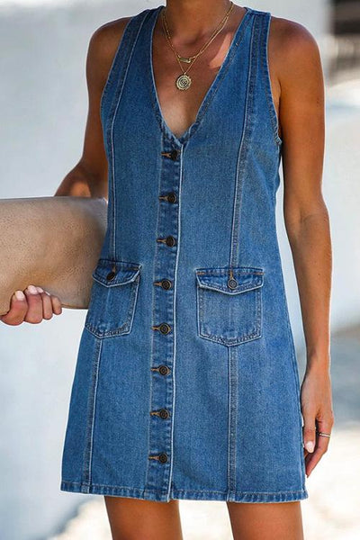 FORMENTERA – Sleeveless Denim Dress – 8785