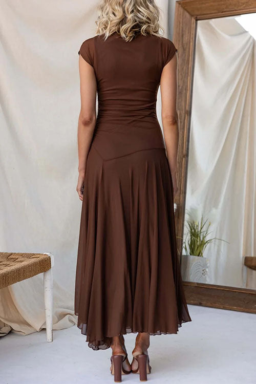 PALMA – Ruched Mesh Maxi Dress – 9247