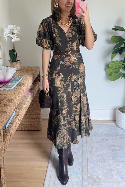 FORMENTERA – Bloemen Midi Jurk – 6612