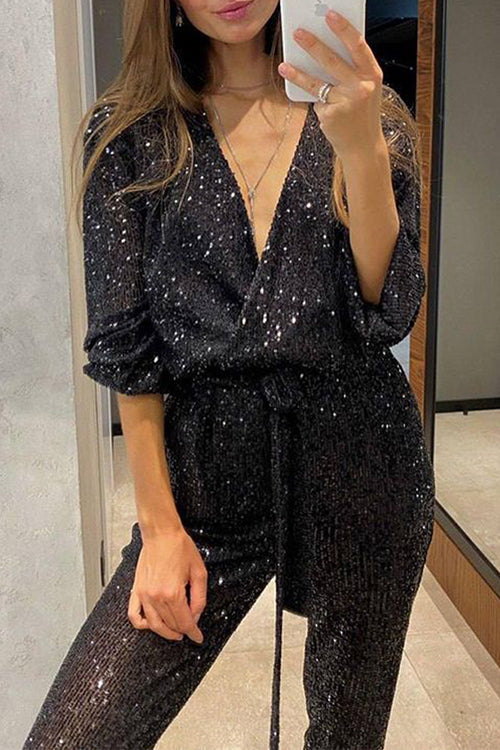 MONTPELLIER – Sequin Wrap Jumpsuit – 2707