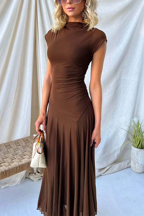 PALMA – Ruched Mesh Maxi Dress – 9247