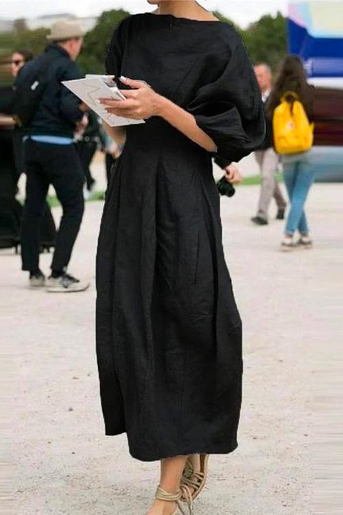 MONTPELLIER – Lantern Sleeve Midi Dress – 8916