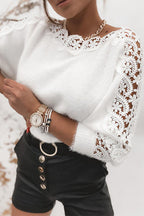 EDINBURGH – Lace Splice Knit Top – 6440