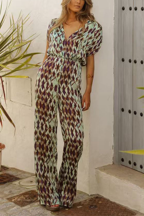 MONTPELLIER – Printed V-Neck Jumpsuit – 8604