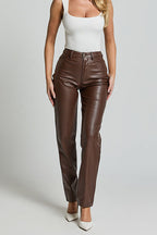 BERLIN – High Rise Faux Leather Pants – 2841