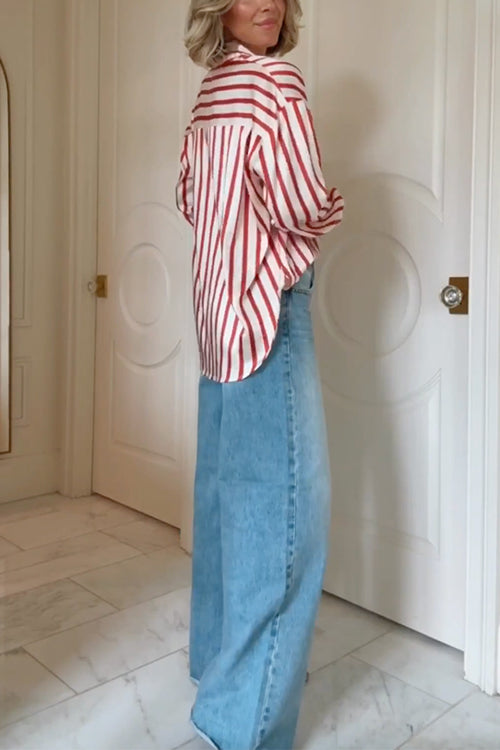 NICE – Striped Button Down Blouse – 1259