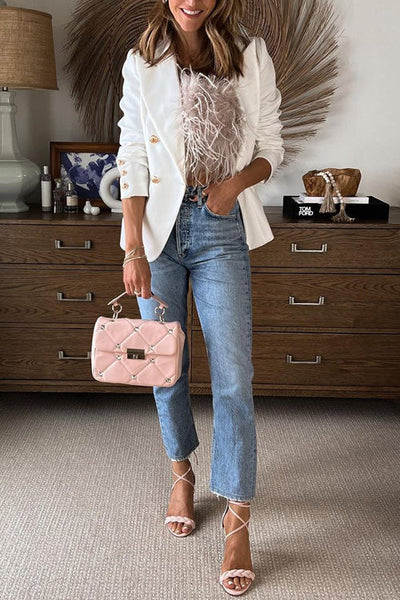 VENICE – Strapless Feather Crop Top – 3352