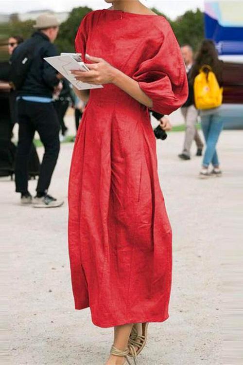 MONTPELLIER – Lantern Sleeve Midi Dress – 8916