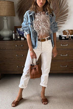 VENICE – Strapless Feather Crop Top – 3352