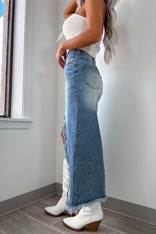 MONTPELLIER – Distressed Maxi Skirt – 2781