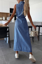 VALLETTA – Sleeveless Denim Midi Dress – 2303