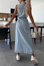 VALLETTA – Sleeveless Denim Midi Dress – 2303