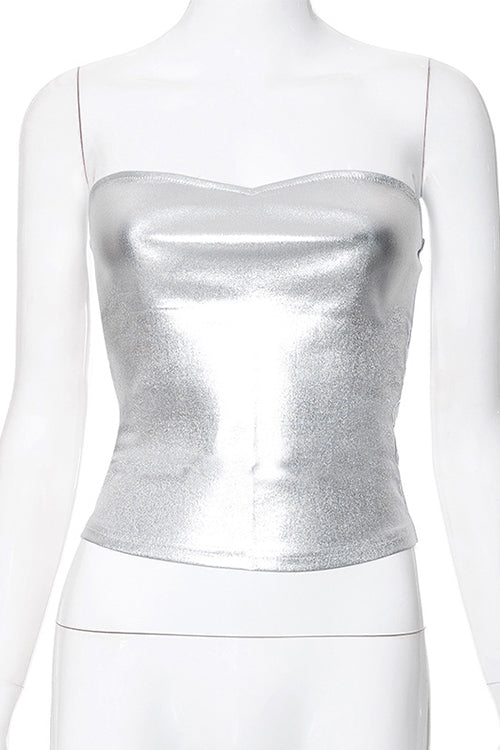 BIARRITZ – Strapless Metallic Top – 9498