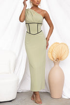 MILAN – One Shoulder Maxi Dress – 3358