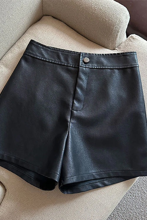 DUBROVNIK – High Rise Faux Leather Shorts – 9139