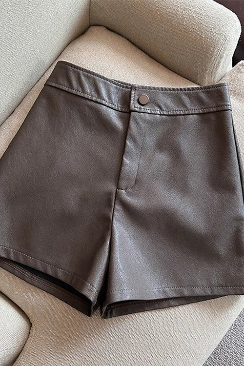 DUBROVNIK – High Rise Faux Leather Shorts – 9139