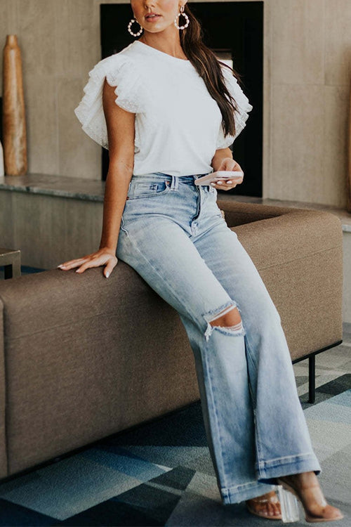 RHODES – Polka Dot Ruffle Top – 3434