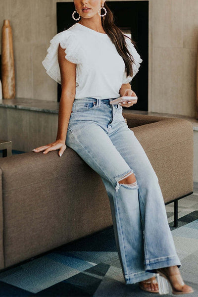 RHODES – Polka Dot Ruffle Top – 3434