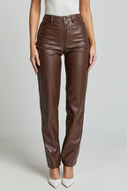 BERLIN – High Rise Faux Leather Pants – 2841
