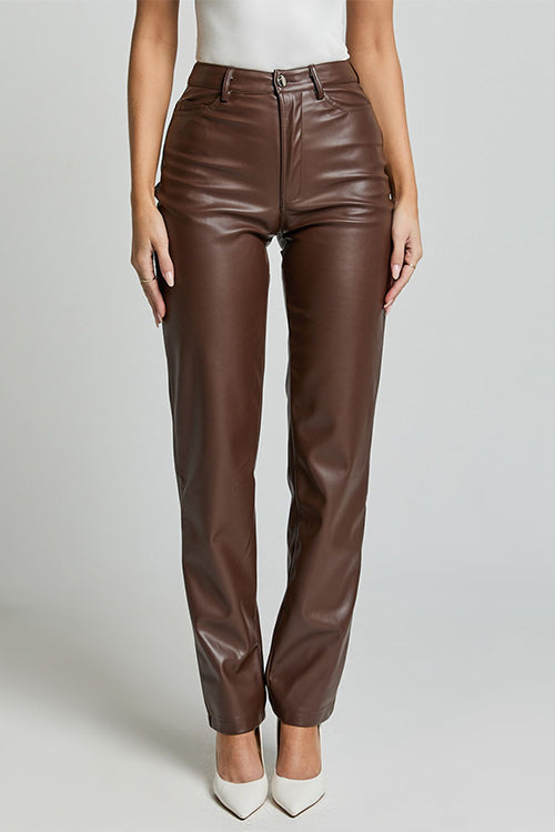 BERLIN – High Rise Faux Leather Pants – 2841