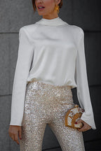 BERN – Satin Long Sleeve Top – 3459