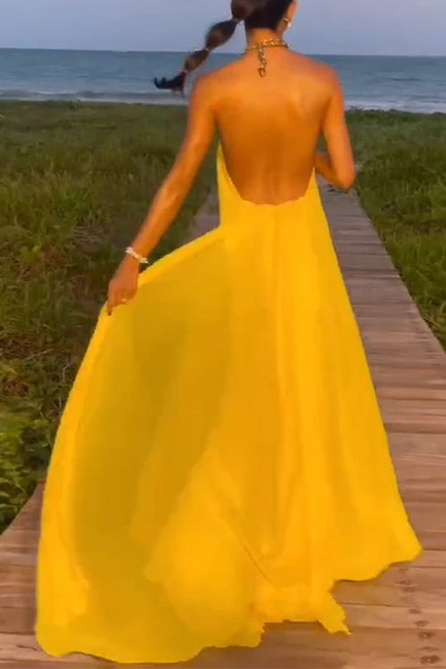 PALMA – Chain Halter Maxi Dress – 3835