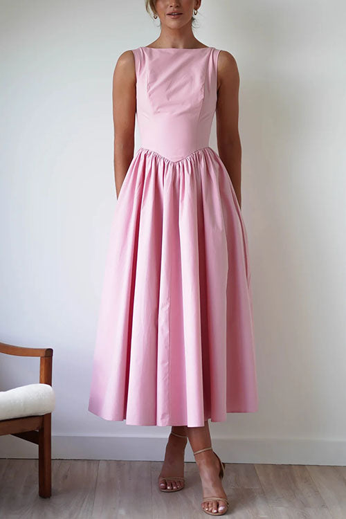 MILAN – Sleeveless Swing Midi Dress – 8698