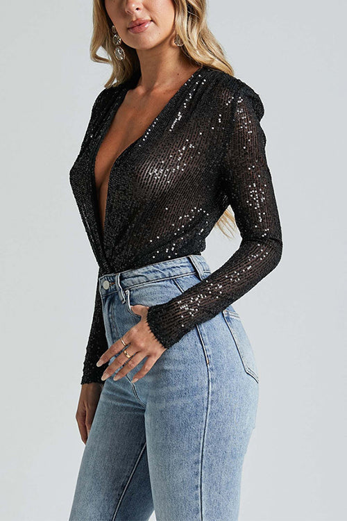SOFIA – Sequin Wrap Bodysuit – 3048