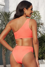 VALENCIA – One-Shoulder Seersucker Bikini – 2442