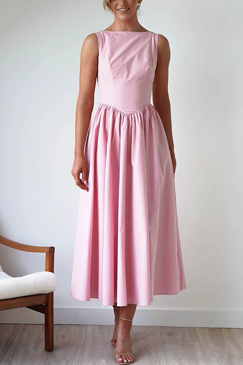 MILAN – Sleeveless Swing Midi Dress – 8698