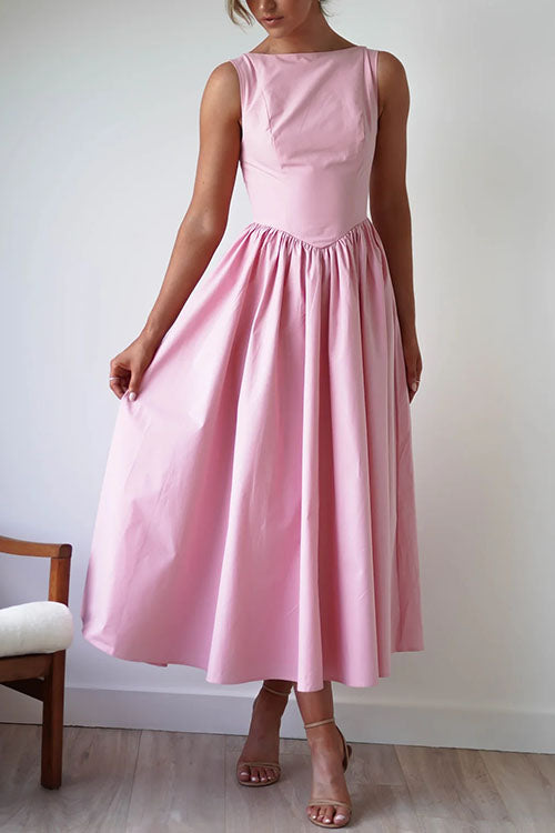 MILAN – Sleeveless Swing Midi Dress – 8698