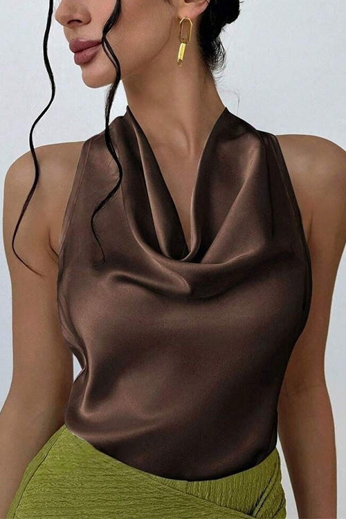 IBIZA – Satin Cowl Neck Top – 5500