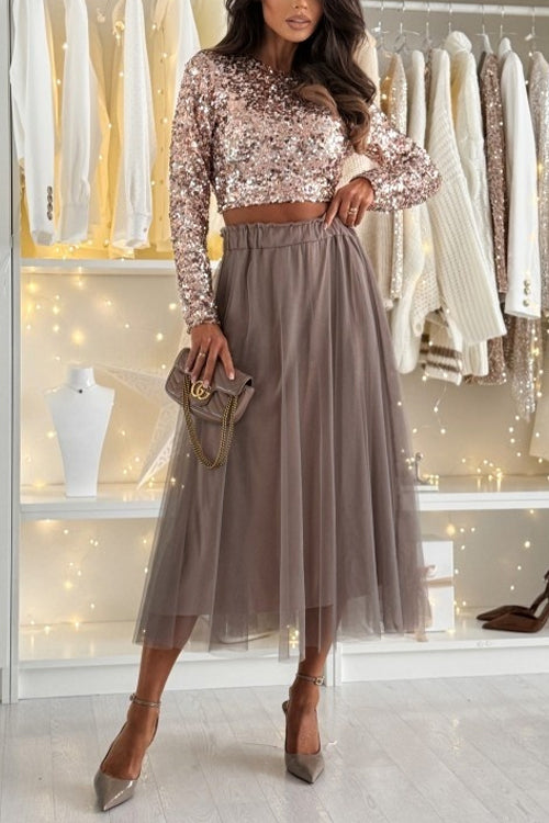 BIARRITZ – Mesh A-line Midi Skirt – 1559