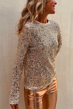 BRUSSELS – Sequin Long Sleeve Top – 8086