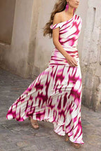 PALMA – Asymmetrical Shoulder Maxi Dress – 3733