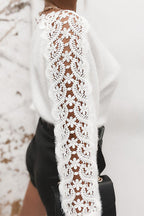 EDINBURGH – Lace Splice Knit Top – 6440