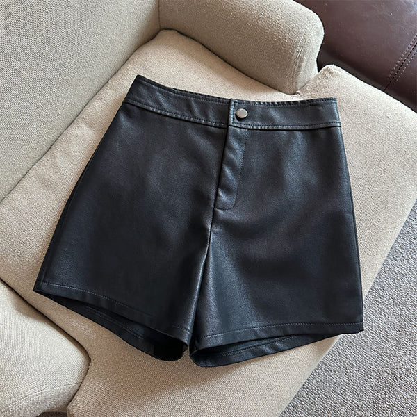 MYKONOS – High Rise Leather Shorts – 1197