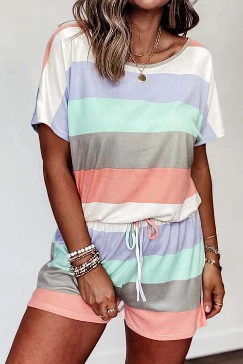 PORTOFINO – Striped Color Block Romper – 2681