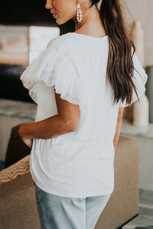 RHODES – Polka Dot Ruffle Top – 3434