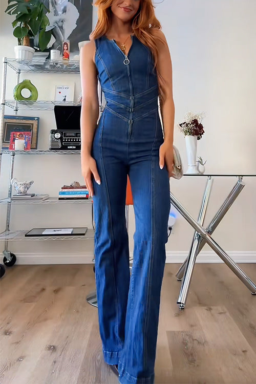 ALICANTE – Sleeveless Denim Jumpsuit – 8989