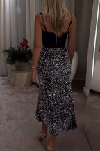 WARSAW – High Rise Sequin Midi Skirt – 3845