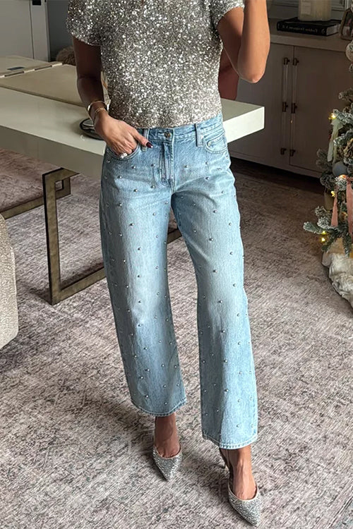 PALMA – Rhinestone Straight Leg Pants – 3342