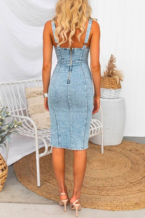 ROME – Denim Bodycon Dress – 2433